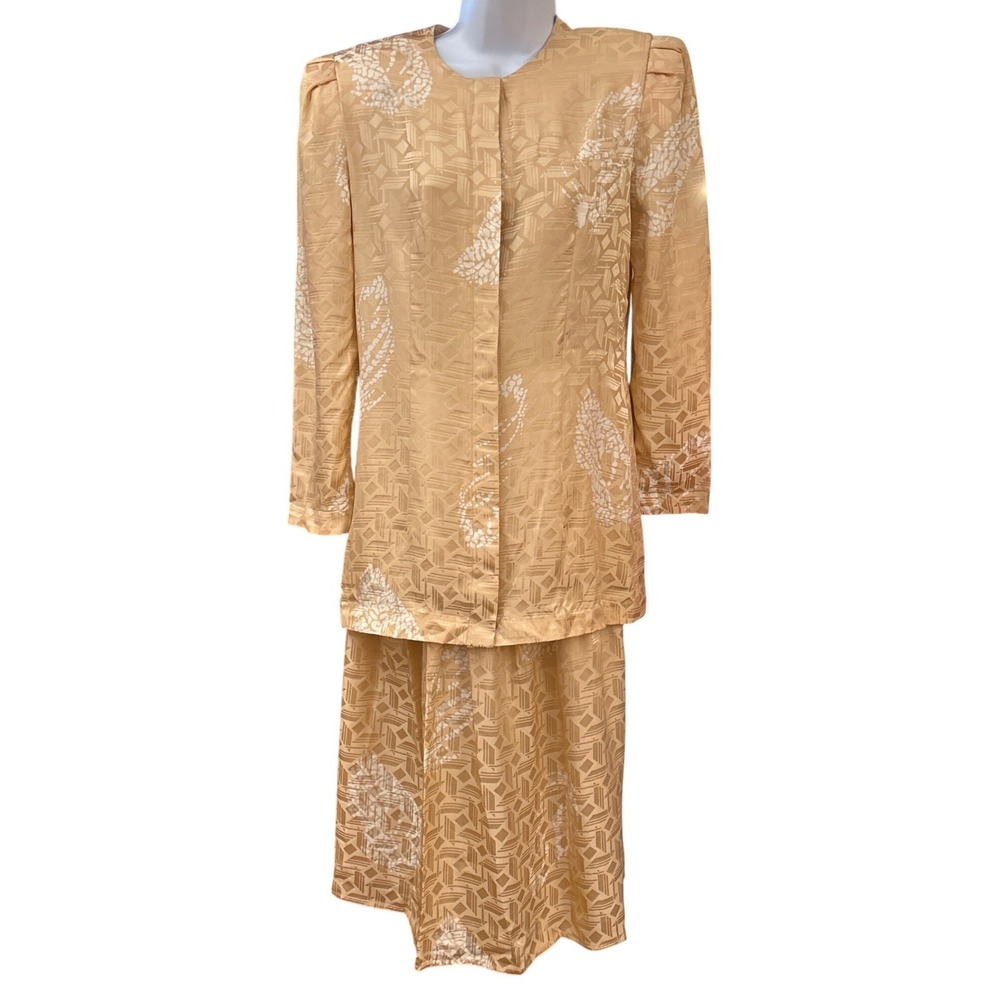 Vintage Maggy London Silk Skirt Suit Set Grandmacore Office Siren Quiet Luxury